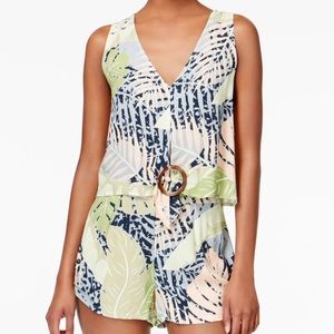 MINKPINK Tropical Leaf Cropped Tank SMALL